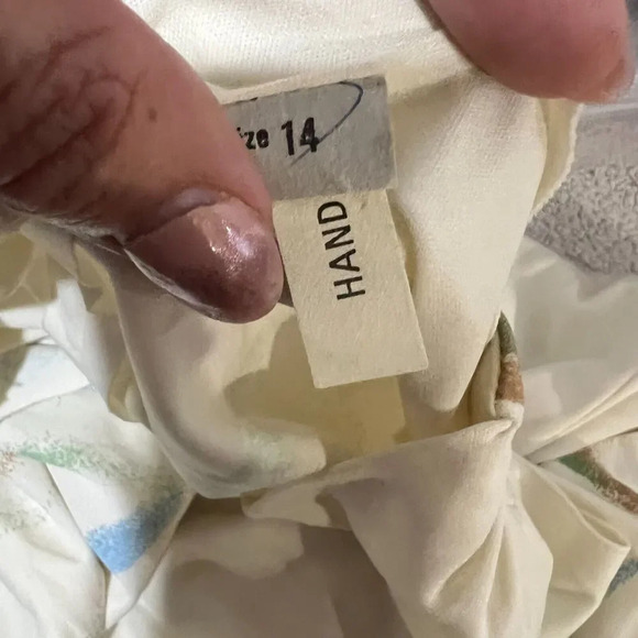 Vtg 7os Womens White Hawaiian Kaftan Summer Midi Dress 14 Elastic Waist String - Picture 2 of 16